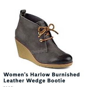 🔶Sperry Harlow Burnished Leather Wedge Booties🔶